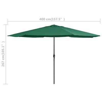 vidaXL Outdoor Parasol with Metal Pole 390 cm Green