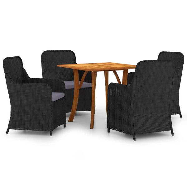 vidaXL 5 Piece Garden Dining Set Black