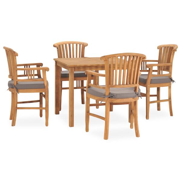 vidaXL 5 Piece Garden Dining Set with Cushions Solid Teak Wood