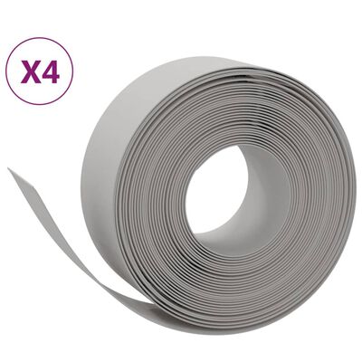 vidaXL Garden Edgings 4 pcs Grey 10 m 20 cm Polyethylene