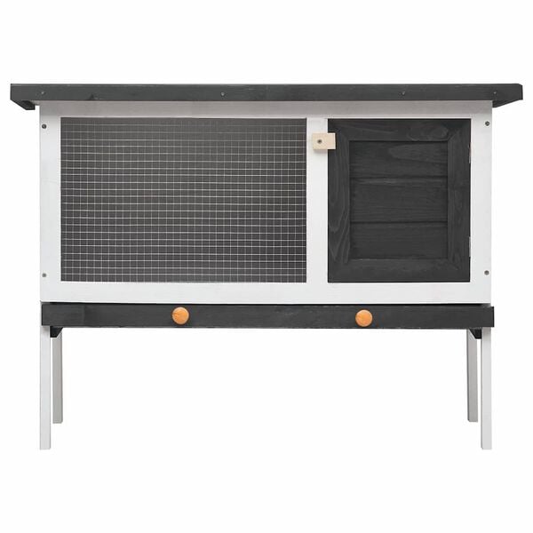 vidaXL Outdoor Rabbit Hutch 1 Layer Grey Wood