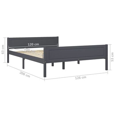 vidaXL Bed Frame Solid Pinewood Grey 120x200 cm