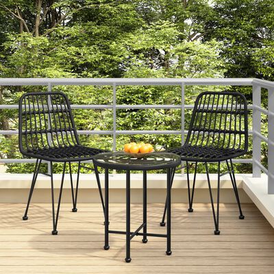 vidaXL Garden Chairs 2 pcs Black 48x62x84 cm PE Rattan