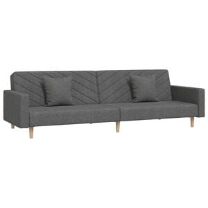 vidaXL 2-Seater Sofa Bed with Two Pillows Dark Grey Fabric