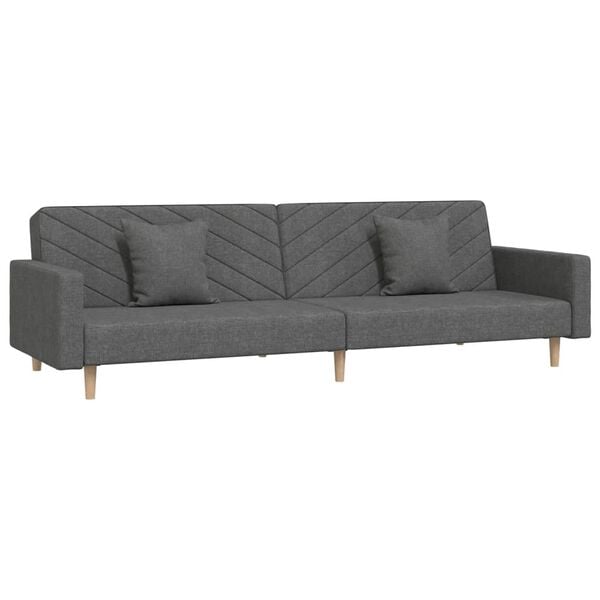 vidaXL 2-Seater Sofa Bed with Two Pillows Dark Grey Fabric