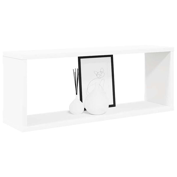 vidaXL Wall Cube Shelf 4 pcs White 60x15x23 cm Engineered Wood