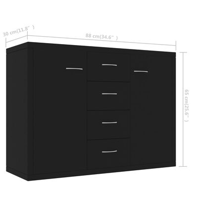 vidaXL Sideboard Black 88x30x65 cm Engineered Wood