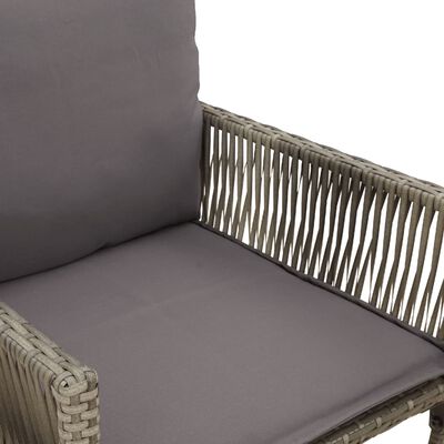 vidaXL Garden Bar Stools with Cushions 2 pcs Grey Poly Rattan