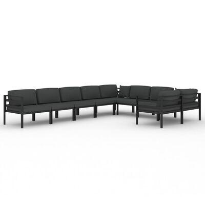 vidaXL 9 Piece Garden Lounge Set with Cushions Aluminium Anthracite