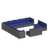 vidaXL 13 Piece Garden Lounge Set with Cushions Grey Poly Rattan