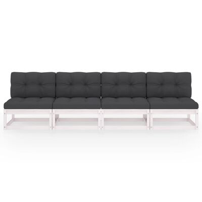vidaXL 4-Seater Garden Sofa with Cushions Solid Pinewood