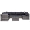 vidaXL 9 Piece Garden Lounge Set with Cushions Poly Rattan Grey