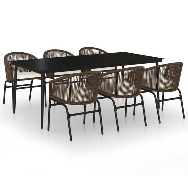 vidaXL 7 Piece Garden Dining Set Brown