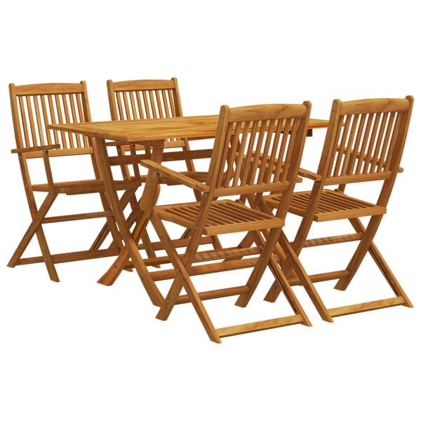 vidaXL 5 Piece Garden Dining Set Solid Wood Eucalyptus