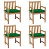 vidaXL Garden Chairs 4 pcs with Green Cushions Solid Teak Wood