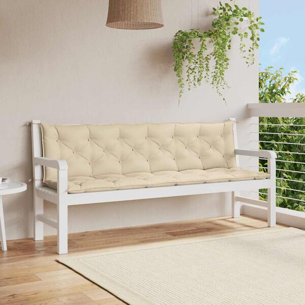 vidaXL Garden Bench Cushion Beige 200x(50+50)x7cm Oxford Fabric