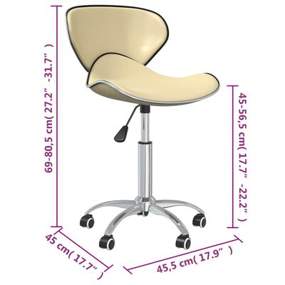 vidaXL Swivel Dining Chairs 2 pcs Cream Faux Leather