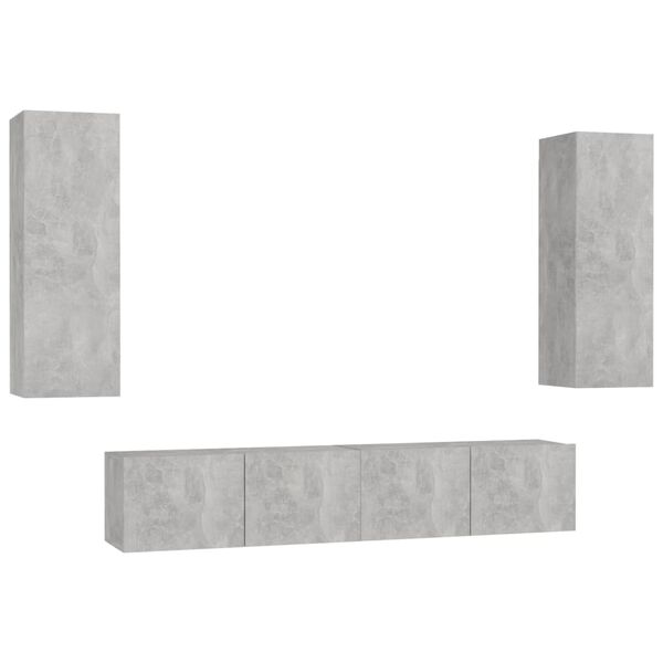 vidaXL 4 Piece TV Cabinet Set Concrete Grey Engineered Wood