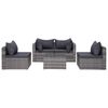 vidaXL 7 Piece Garden Lounge Set with Cushions Poly Rattan Grey