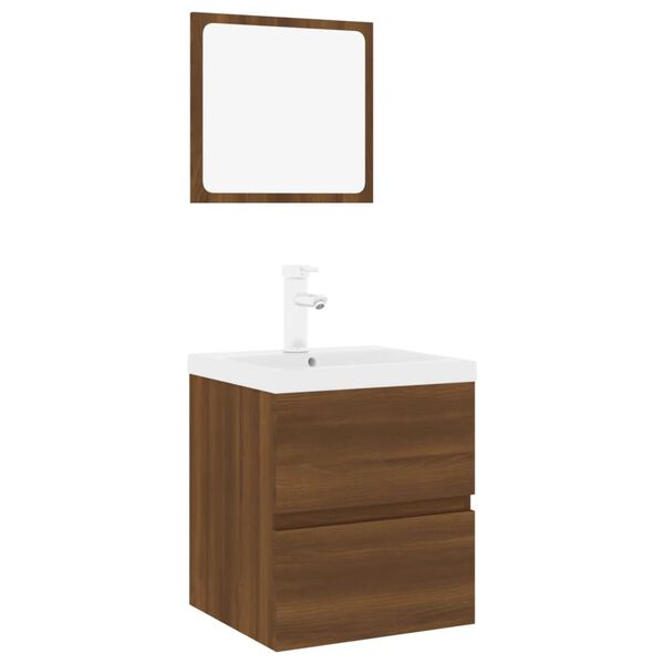 vidaXL Bathroom Furniture Set Brown Oak Engineered Wood