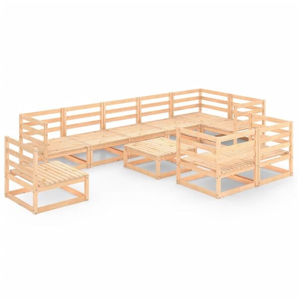 vidaXL 10 Piece Garden Lounge Set Solid Pinewood