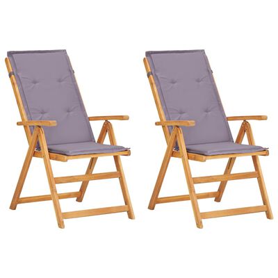 vidaXL Reclining Garden Chairs 2 pcs Brown Solid Acacia Wood