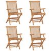 vidaXL Garden Chairs with Black Cushions 4 pcs Solid Teak Wood