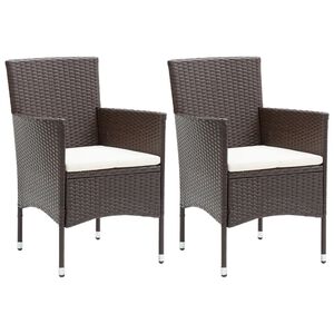 vidaXL Chair | Set of 2 | Brown | Poly rattan, powder-coated steel | Standard