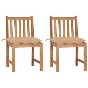 vidaXL Garden Chairs 2 pcs with Cushions Solid Teak Wood