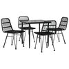 vidaXL 5 Piece Garden Dining Set Black Poly Rattan