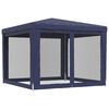vidaXL Party Tent with 4 Mesh Sidewalls Blue 3x3 m HDPE