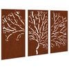 vidaXL Garden Wall Decorations 3 pcs 105x55 cm Corten Steel Tree Design