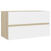 vidaXL 2 Piece Bathroom Furniture Set White and Sonoma Oak Engineered Wood