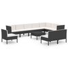 vidaXL 11 Piece Garden Lounge Set with Cushions Poly Rattan Black