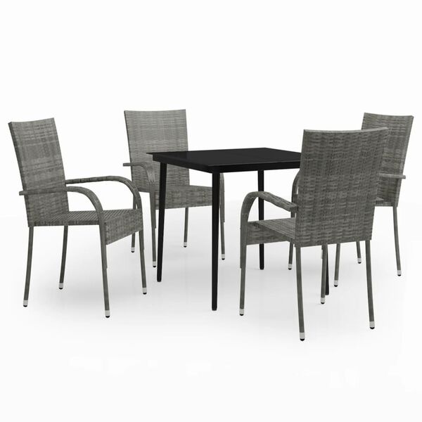 vidaXL 5 Piece Garden Dining Set Grey and Black