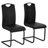 vidaXL Cantilever Dining Chairs 2 pcs Black Faux Leather