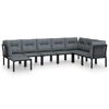 vidaXL 8 Piece Garden Lounge Set Black and Grey Poly Rattan