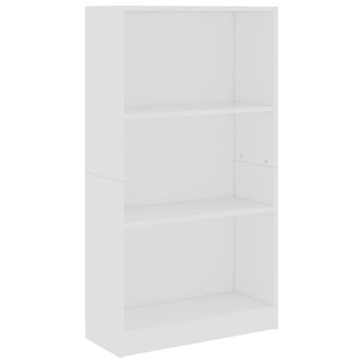 vidaXL 3-Tier Book Cabinet White 60x24x109 cm Engineered Wood