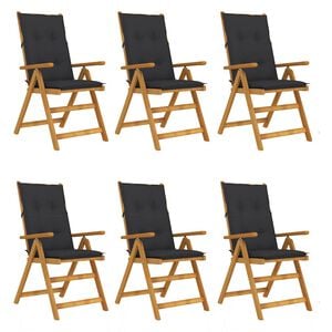 vidaXL Folding Chairs 6 pcs with Cushions Solid Acacia Wood