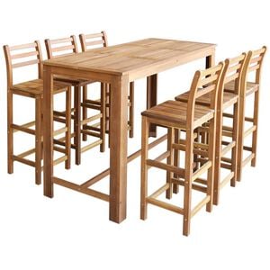 vidaXL Bar Table and Chair | Brown | Solid acacia wood with oil finish | Durable