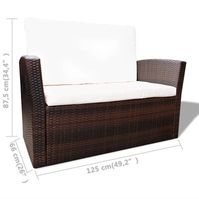 vidaXL 4 Piece Garden lounge set with Cushions Poly Rattan Brown