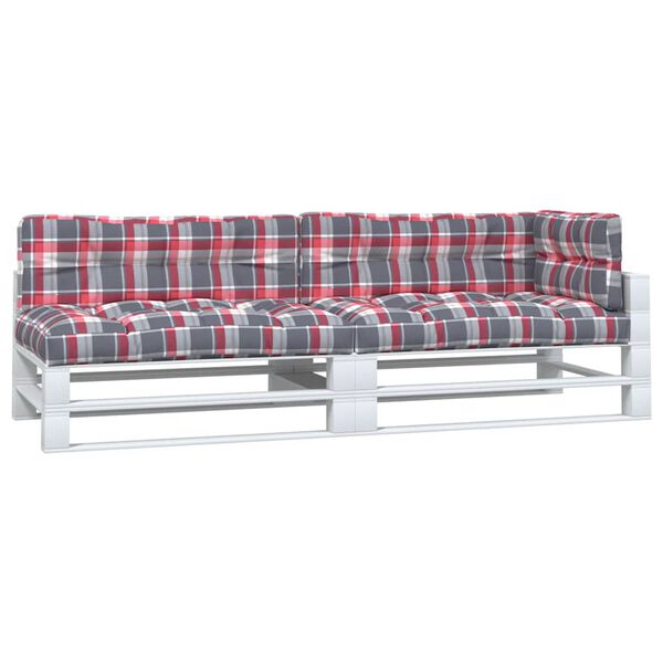 vidaXL Pallet Cushions 5 pcs Red Check Pattern Fabric