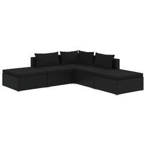vidaXL Garden Lounge Set | Black | PE Rattan, Powder-Coated Steel, Plastic