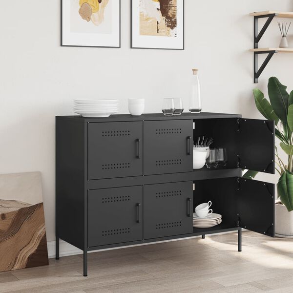 vidaXL Sideboard Black 100.5x39x79 cm Steel