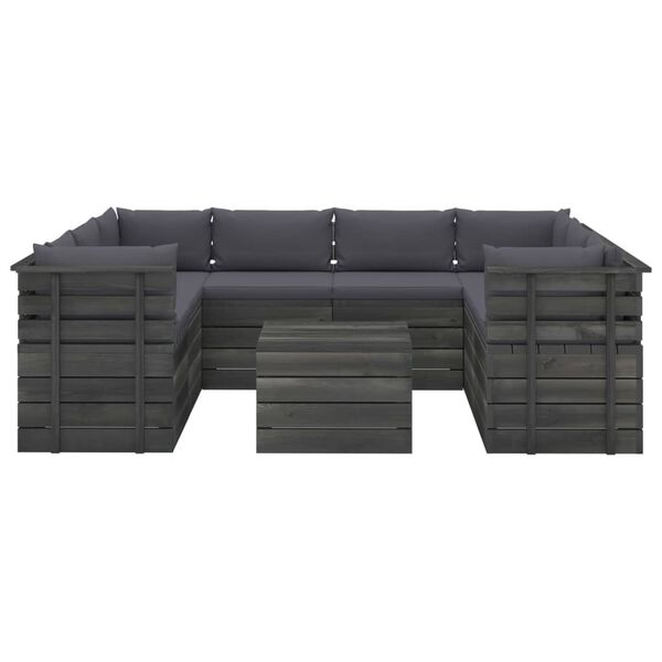 vidaXL 9 Piece Garden Pallet Lounge Set with Cushions Solid Pinewood