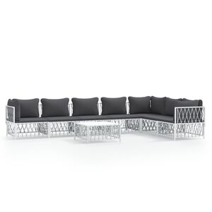 vidaXL Garden Lounge Set | White | Woven fabric, powder-coated steel, textilene