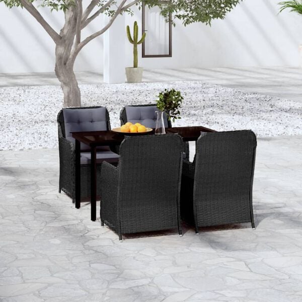 vidaXL 5 Piece Garden Dining Set Black
