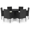 vidaXL 7 Piece Garden Dining Set Poly Rattan Black