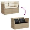 vidaXL Garden Sofa with Cushions 2-Seater Beige Poly Rattan
