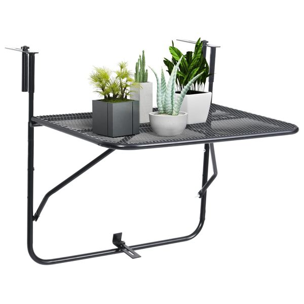 vidaXL Balcony Table Black 60x40 cm Steel